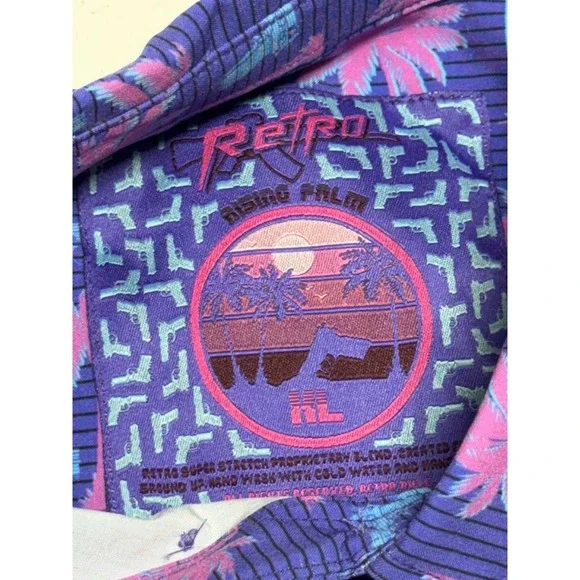Retro Rifle Rising Palm Vice City Button Up Shirt Men's XL‎ New W Tags